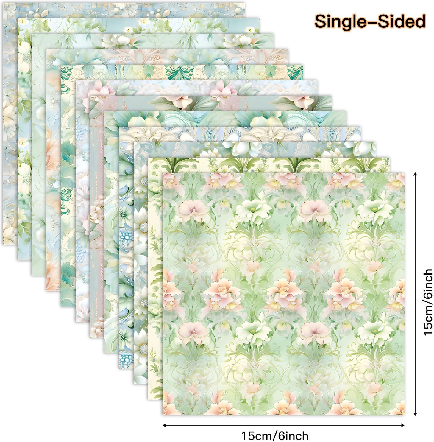 Vintage Green Floral Scrapbook Paper Pad Color Patterned Paper 6×6,24 Sheets Single-Sided Flower Scrapbooking CardStock Papers Pad for Holiday Cardmaking DIY Origami Journaling. - Crafty Corner