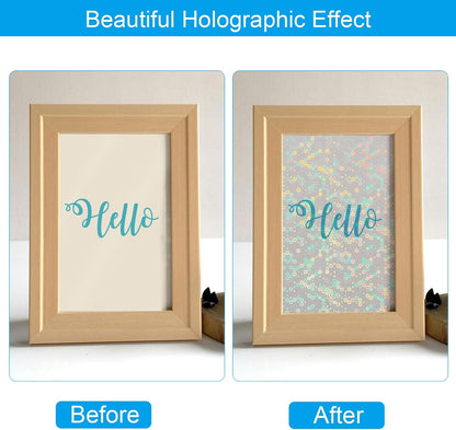 PATIKIL 11.7x8.3" Holographic Sticker Paper, 10Sheets A4 Polypropylene Self-adhesive Transparent Waterproof Laminate Overlay Film for Photo Cards Scrapbook Decorations, Circle