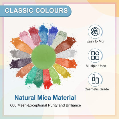 uxcell 10g/0.35oz Cosmetic Grade Mica Powder, 600 Mesh Mica Powder Natural Resin Epoxy Pigment Powders for Casting Resin, Candle Dye, DIY Nail Polish and Lip Gloss, Green