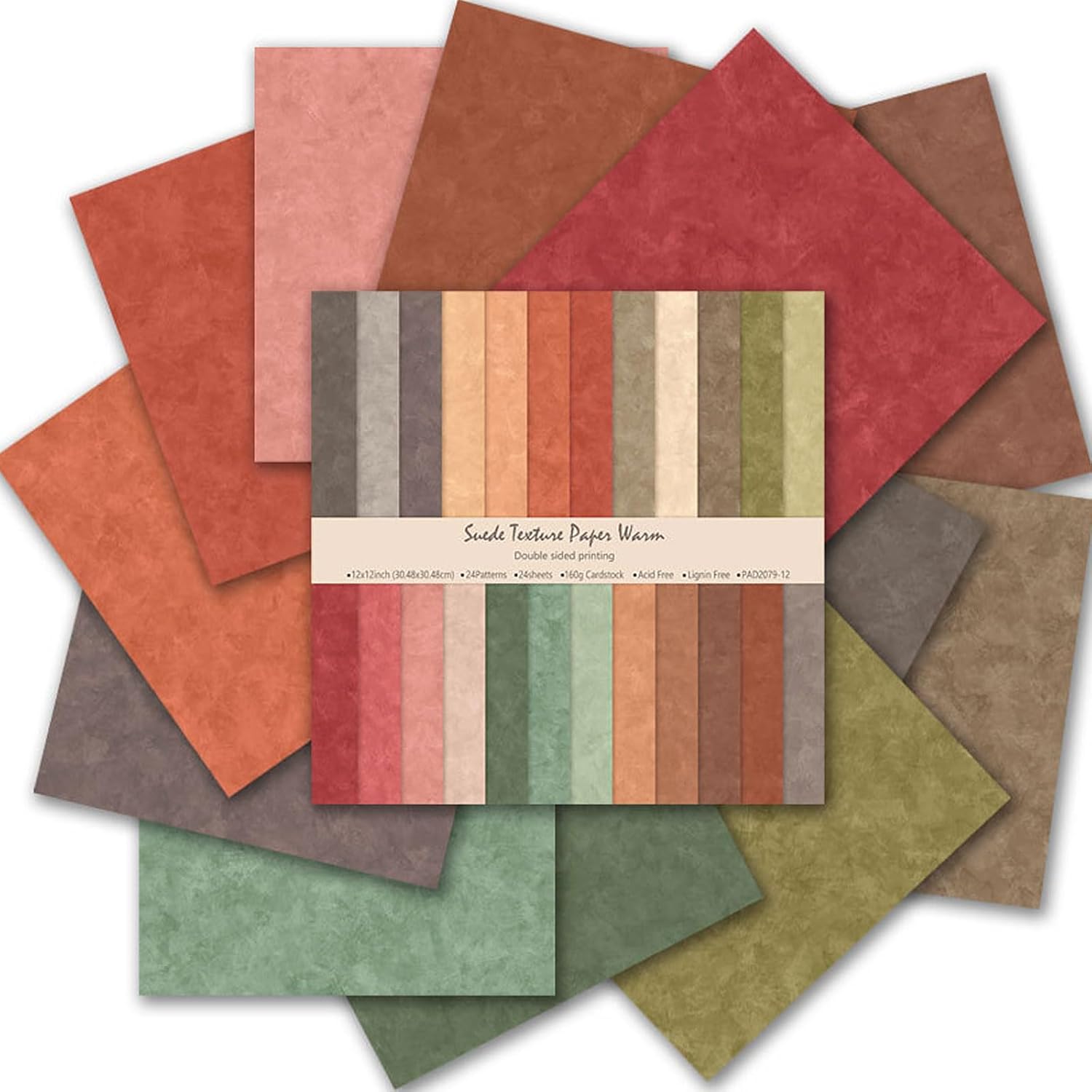 Scrapbook Paper 12x12, Double-Sided Suede Textured Craft Paper Set 24 Sheets/24 Designs, Warm Boho Tone for Decorative Paper, Greeting Cards, Photo Album Decoration - Crafty Corner