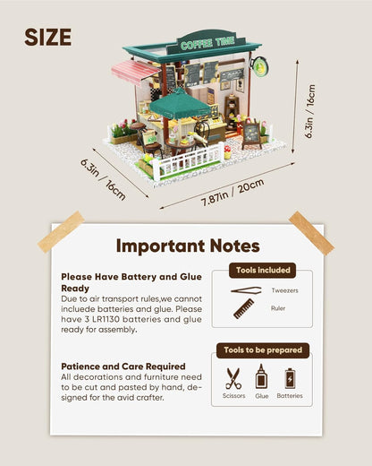 Miniature House Kit, Miniature Dollhouse, Mini Houses for Beginners, Mayberry Street Miniatures, Model Building Craft Diorama Kits for Adult, Ideal Gifts for Birthday, Easter Christmas(Coffee Shop)