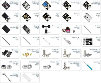 ACEBOTT STEM Science Coding Kits for Adults, ESP32 Weather Station and Weather Instrument Kit with APP, Outdoor Sensor, Weather Forecast, Temperature,Humidity,Wind Rain Gauge for Arduino IoT Starter