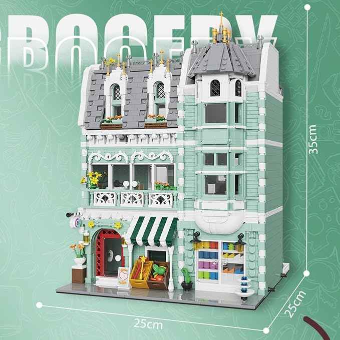 City Grocery Store Building Blocks Set for Adults, 3 Levels Street View Modular House Building, Christmas Birthday Gift for Teens(2225 Pcs)
