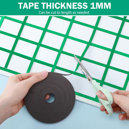 Magnetic Tape Roll Thin Strips, 1/4 Inch x 33 Feet Magnetic Board Dividers Whiteboard Graphic Decorative Tape Marking Line for Classroom Office Art Accessories(Green)