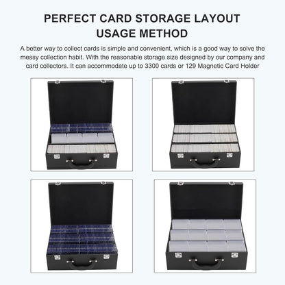 Card Storage Box for Trading Cards，3300+ Card Deck Case for Trading Cards,Leather Closure Commander Card Storage Box,Protectors Fit for YuGiOh, MTG and Sport Cards. (Black, 3300+)