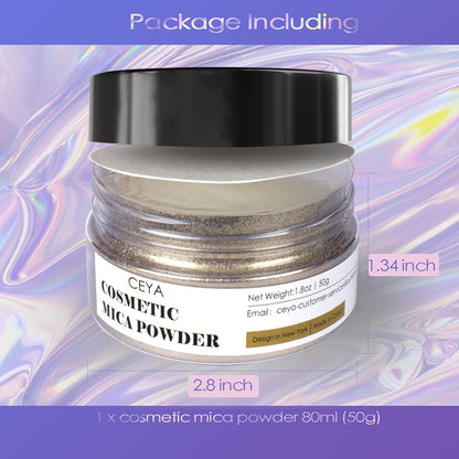 Ceya Mica Powder, 1.8oz/ 50g Dark Brown Lip Gloss Pigment Powder, Cosmetic Grade Soap Making Colorants Candle Dye for Epoxy Resin, Kintsugi Repair, Body Butter, Bath Bomb, Eye Shadow, Resin Craft,Nail