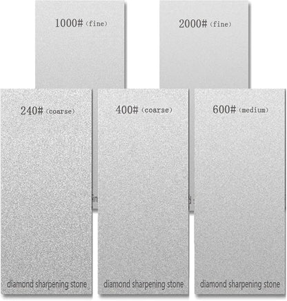 5 Pieces Diamond Sharpening Stone, Diamond Knife Sharpener Plate, Honing Whetstone for Kitchen, Sharpening Dull, Blunt or Tired Edges for Knives and Chisels