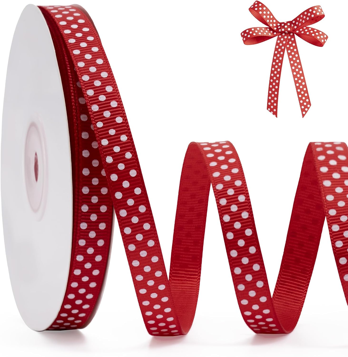 Polka Dot Grosgrain Ribbon 3/8 Inch, 25 Yards Spool Red and White Dot Craft Ribbon for Christmas Gift Wrapping DIY Crafts Hair Bows Wedding Party Decor Sewing and Home Decoration - Crafty Corner