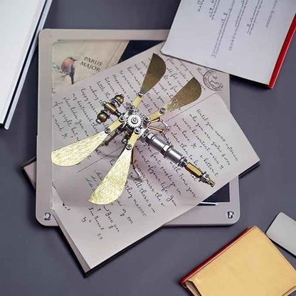 Steampunk Metal Insect Bug Sculpture 3D Creative Mechanical Insect Kit Puzzle Dragonfly Model Engineering Puzzle for Christmas Ornaments(Ujinensis Dragonfly)