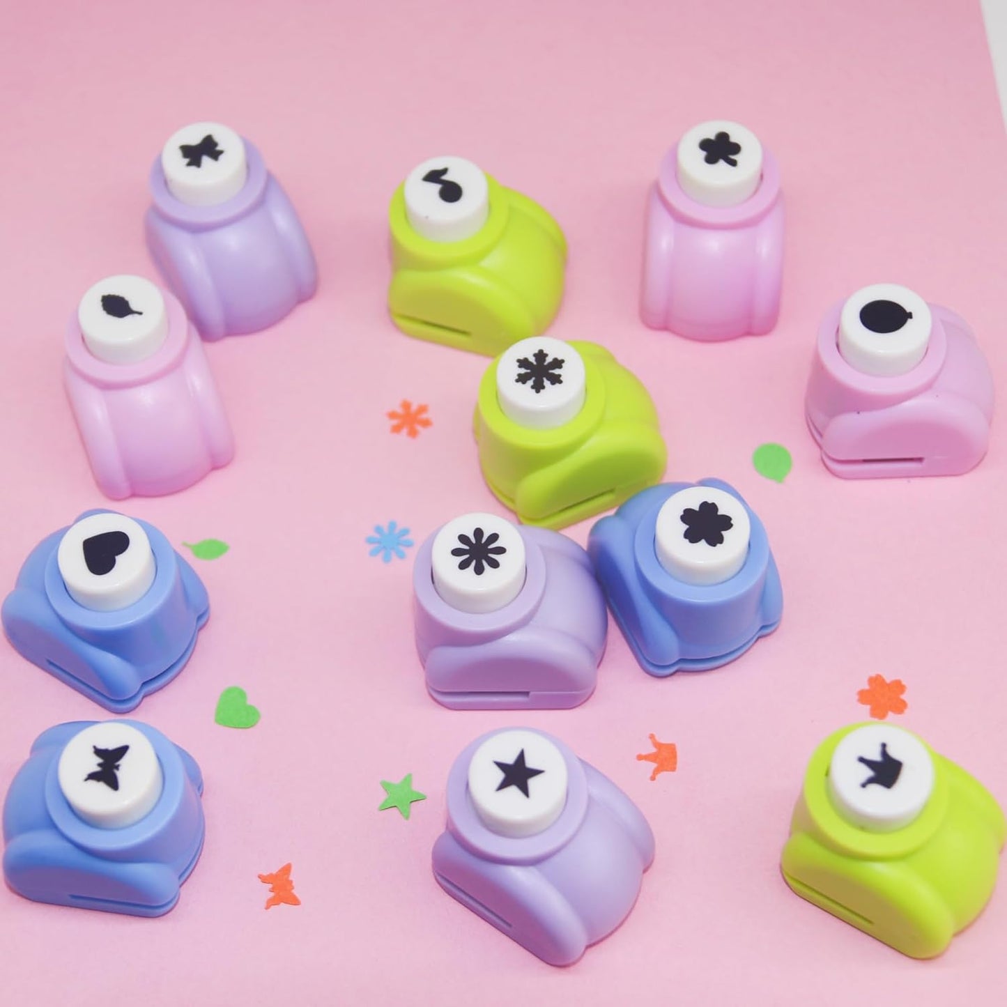 Punch Craft Set, 12 Pack Multicolored Shapes Hole Punch Great for Crafting & Fun Projects - Crafty Corner