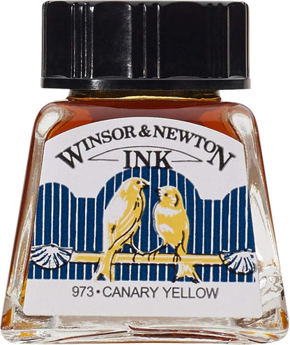 Winsor & Newton Drawing Ink, 14ml Bottle, Canary Yellow - Crafty Corner