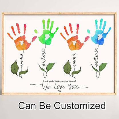 Flower Handprints Mother’s Day Handprint Art DIY Kit – Custom Mother's Day Handprint Art DIY Gifts for Grandparents and Moms from Kids, Christmas, Birthday Crafts Gifts