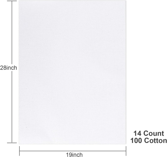 Aida Cloth 14 Count Cross Stitch Fabric,19×28inch (14CT, White)
