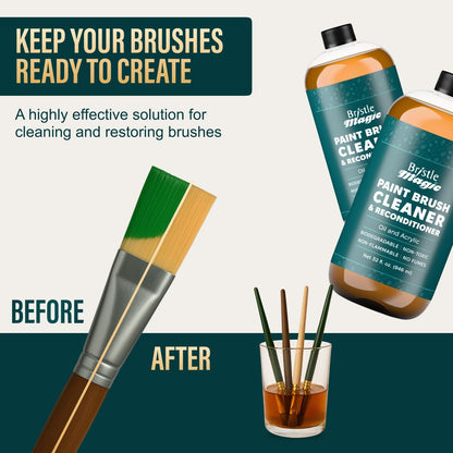 Oil Paint Brush Cleaner and Restorer - Paintbrush Cleaner for Acrylic, Oil, and Glass Paints-Biodegradable, Non-Toxic, Odorless, Eco-Friendly, Quick-Clean Formula Paint Remover (8 Fl Oz)