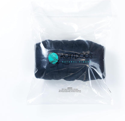 Colored Natural Wool roving, 1 lb. Best Wool for Needle Felting, Wet Felting, handcrafts and Spinning. (Blue Navy, 1 lb)