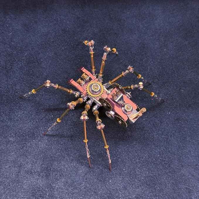 3D DIY Venomous Fang Sentinel Spider B Metal Puzzle Kits, 204PCS Mechanical Snail Metal Steampunk Insect Model Kit, Creative Collectible Display Piece for Adults
