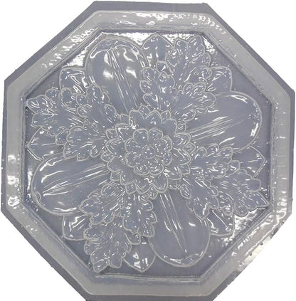 12 inch Octagon Floral Flower Plastic Craft Mold use with Concrete or Cement for Making Stepping Stones 7073
