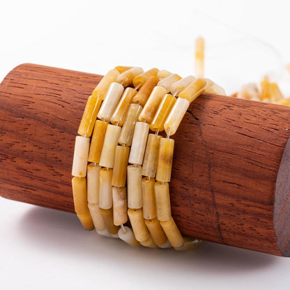 Natural Yellow Jade Cylinder Tube Beads 4x13mm 38cm/str Loose Semi Gemstone Stone Beads for Making Bracelets Necklace Earrings