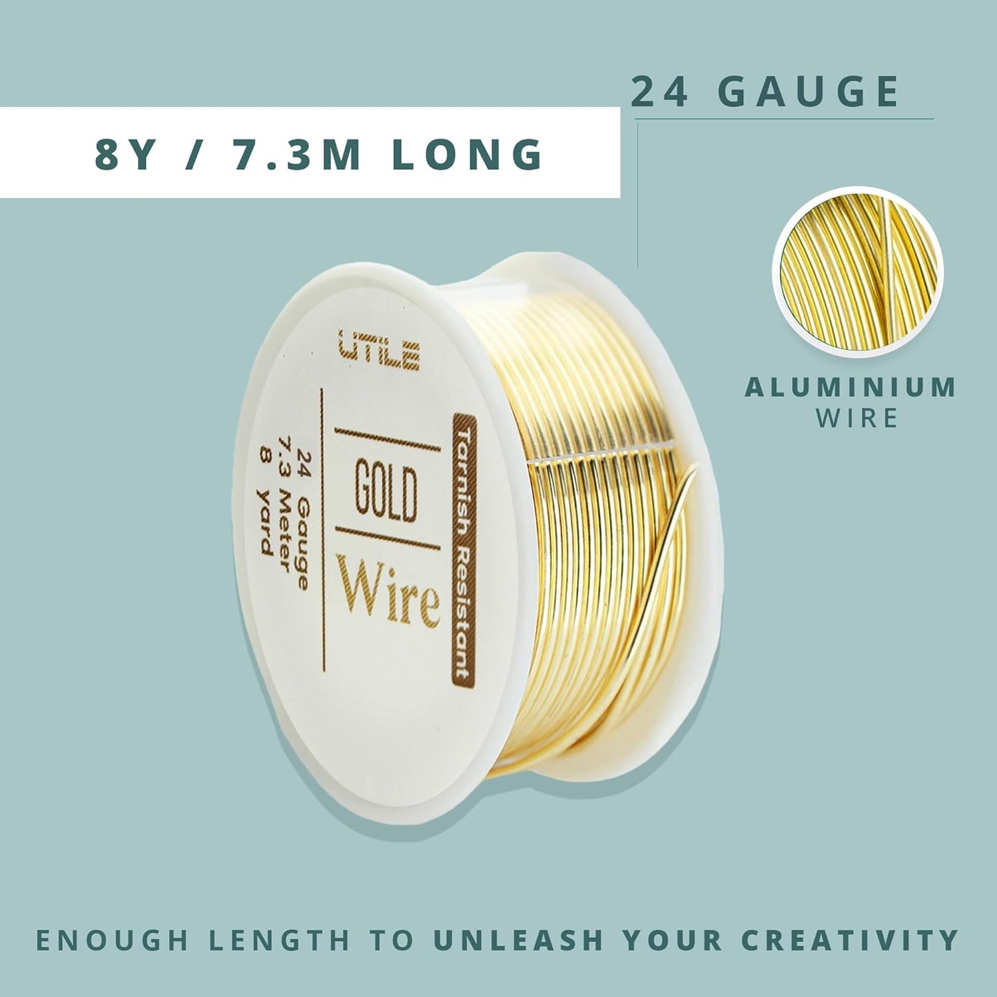 UTILE 18 20 22 24 Gauge 90 ft 99.9% Pure Soft Copper Wire for Electroculture Gardening, Jewelry Making, Crafting Wire Bendable, Plant Wire (Gold 24) - Crafty Corner