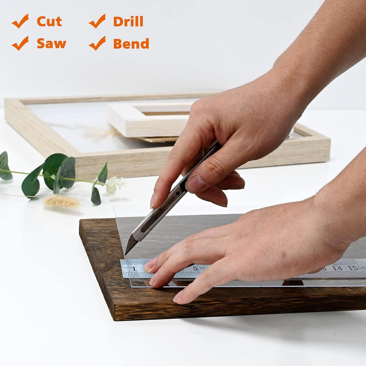 Egofine Plexiglass Sheets Acrylic Sheets 4 Pack of 8x8’’ 0.04 Thick Clear Plastic Cast Transparent Plexi Glass for Crafting Projects, Replacement Picture Frame Glass, DIY Display, Easy to Cut