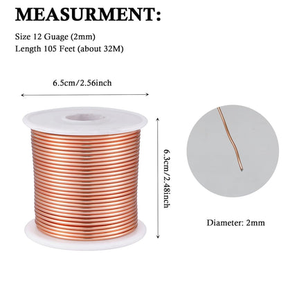 12 Gauge Copper Aluminum Craft Wire (105FT) - Anodized for Jewelry Making, Beading Floral, Plant Gardening, Sculpting & Modeling Craft Wire (Copper Tone #4, 2mm) - Crafty Corner