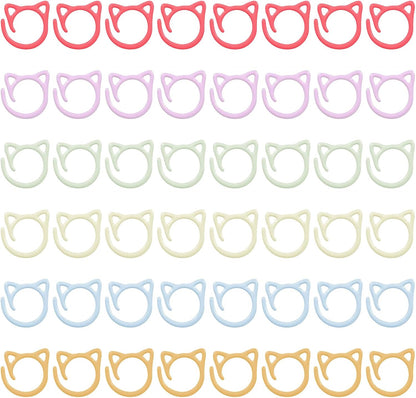 MBAIYO 48pcs Cat Stitch Markers for Crocheting, Cat Metal Crochet Stitch Marker Ring Multicolor Knitting Stitchs Markers Spiral Crochet Stitchs Marker Set for DIY Weaving Knitting Sewing Tools