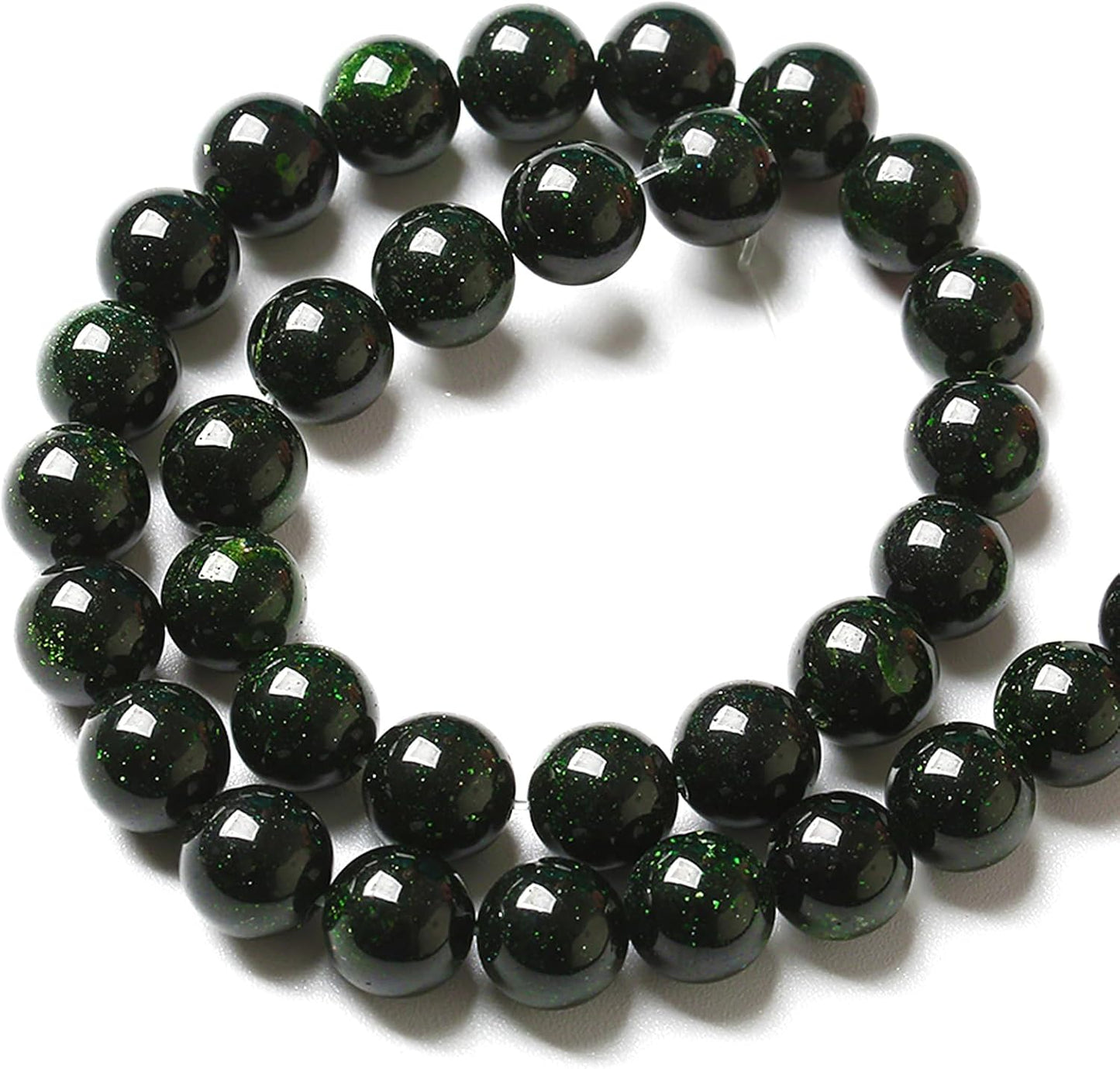 12MM 32pcs Natural Green Sandstone Energy Healing Beads Round Loose Beads for Jewelry Making Bracelet 1 Strands 15"
