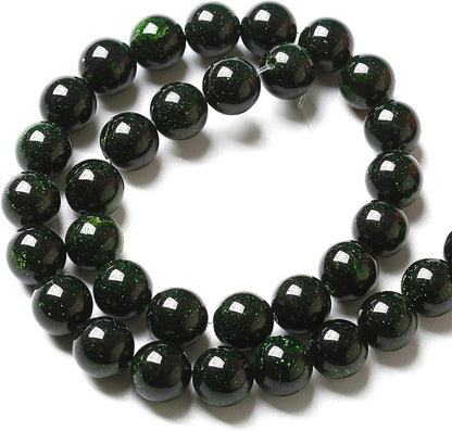 12MM 32pcs Natural Green Sandstone Energy Healing Beads Round Loose Beads for Jewelry Making Bracelet 1 Strands 15"