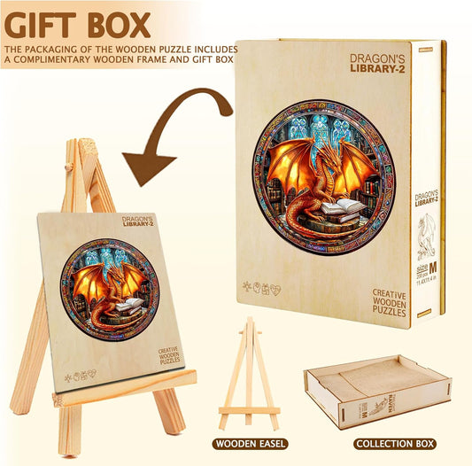 Wooden Puzzles for Adults, Dragon Wooden Puzzle,Magic Wooden Jigsaw Puzzles, Gifts for Family or Friends for Any Holiday.(13.4 * 13.4 in 300pcs)
