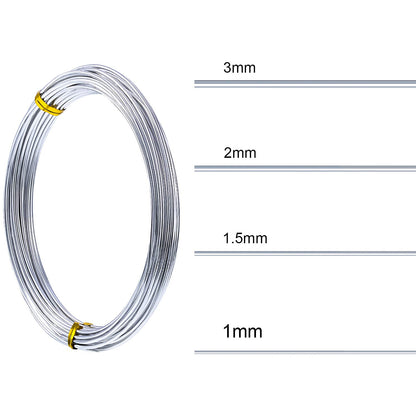TecUnite Aluminum Craft Wire for Sculpting Armature Bendable Craft Wire for DIY Jewelry Making (1 Roll,Silver,10 M x 1 mm)