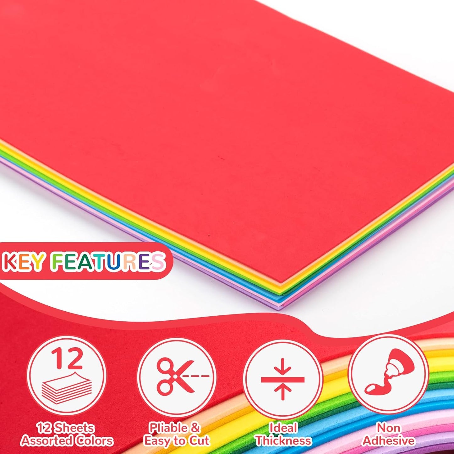 12 Pack Foam Sheets Craft 8 x 12 inch, 12 Colors Eva Foam Paper for Art Crafts Projects, Classrooms Scrapbook DIY Projects, Back to School Supplies (EVA 01) - Crafty Corner