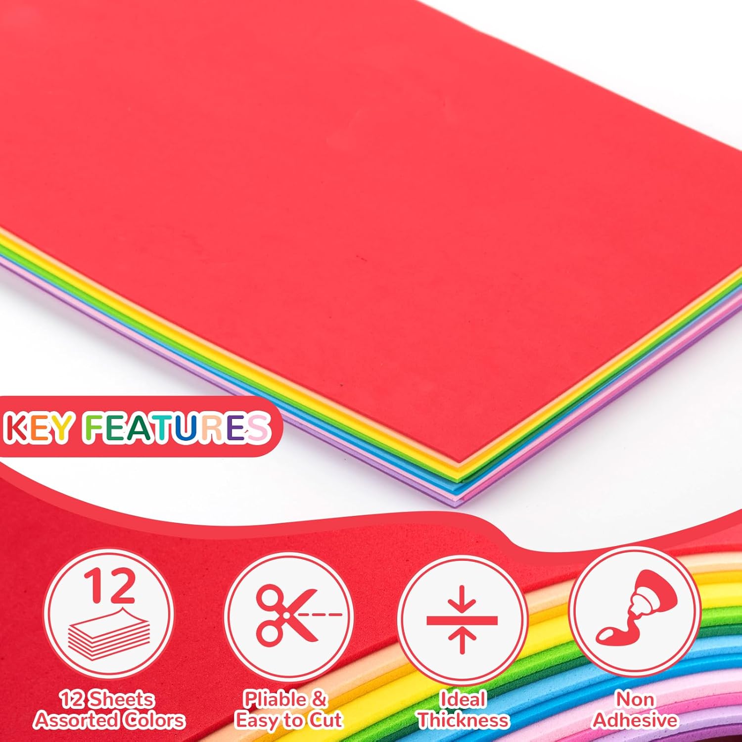 12 Pack Foam Sheets Craft 8 x 12 inch, 12 Colors Eva Foam Paper for Art Crafts Projects, Classrooms Scrapbook DIY Projects, Back to School Supplies (EVA 01) - Crafty Corner