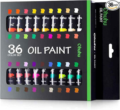 Ohuhu Oil Paint Set, 36 Oil-Based Colors, 12ml/0.42oz x 36 Tubes Non-Toxic Oil Painting Set Supplies for Canvas Painting Artist Kids Beginner Adult Classroom Student Art Supplies Gift DIY