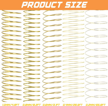 Mixweer 15 Pcs 5 Size Copper Wire 18 20 22 26 32 Gauge Tarnish Resistant Jewelry Wire for Jewelry Making 121 Yard Metal Beading Crafting (Gold)