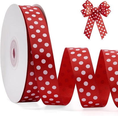 Polka Dot Grosgrain Ribbon 3/4 Inch, 25 Yards Spool Red and White Dot Craft Ribbon for Christmas Gift Wrapping DIY Crafts Hair Bows Sewing Wedding Party Decor and Home Decoration - Crafty Corner