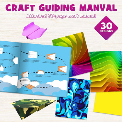 Pigipigi Kids Craft Origami Paper Kit for Kids Ages 5-8 8-12, with Guiding Book, 70 Sheets DIY Art and Crafts Supplies, Colorful Folding Papers Set Projects Gifts Activity for Boy Girl Toys(Plane) - Crafty Corner
