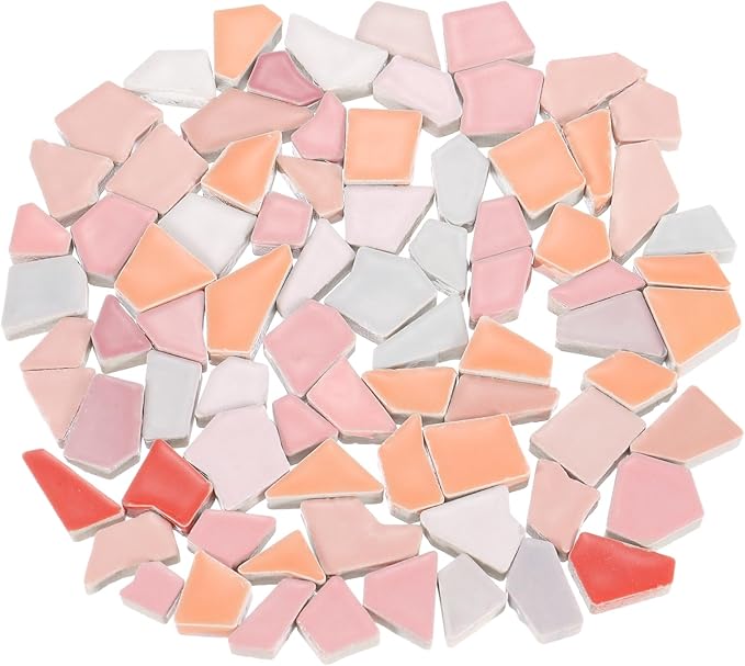 uxcell 500g/1.1LB Irregular Ceramics Mosaic Tiles, 1.3-2 cm Bulk Stained Ceramic Mosaic Pieces Stones Mosaic Kits for DIY Art Craft Projects Home Decor, Mixed Red