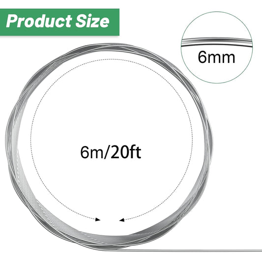 Pelopy Aluminum Wire 1/4 Inch Diameter Metal Wire 20 ft Armature Bendable Armature for Sculpting Dolls Floral Jewelry Making Weaving DIY Crafts, Silver