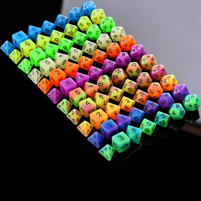 Glow in The Dark DND Dice Set 11 x 7 Polyhedral Dice (77pcs) for Dungeons and Dragons Tabletop Role-Playing Games, with a Drawstring Bag