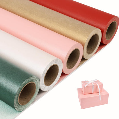 NESCCI Matte Wrapping Paper,Solid Color Pearly-Lustre Paper-5 Roll,17 Inches X 32.8 Feet Per roll.Gift Wrapping Paper,Perfect for Wedding,Valentine's Day,Birthday, Christmas,Baby Shower