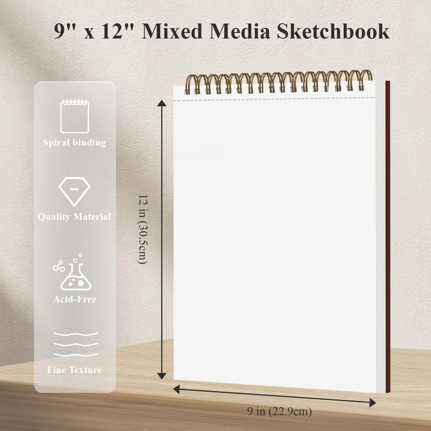 Mixed Media Sketchbook 9" x 12" - Multimedia Sketchbook Hardcover, Spiral Bound, 60 Sheets 98lb/160gsm Mixed Media Paper, Watercolor Sketch Books for Artist Supplies, Painting, Drawing & Art Supplies. - Crafty Corner