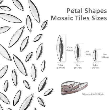 Artspac Petal Ceramic Mosaic Tiles for Crafts, 200g Silver Flower Tiles Mosaic Pieces for Christmas DIY Crafts, Holiday Mosaic Art & Garden Decor