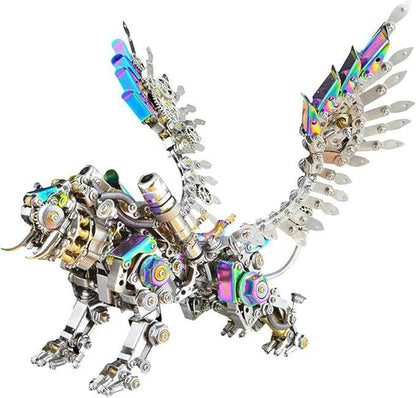 Metalkitor Bengal Tiger 3D Metal Puzzle for Adults, 700PCS, Model Assembly Kits - Retro Steampunk Style Desk Ornament(with Colorful Wings)