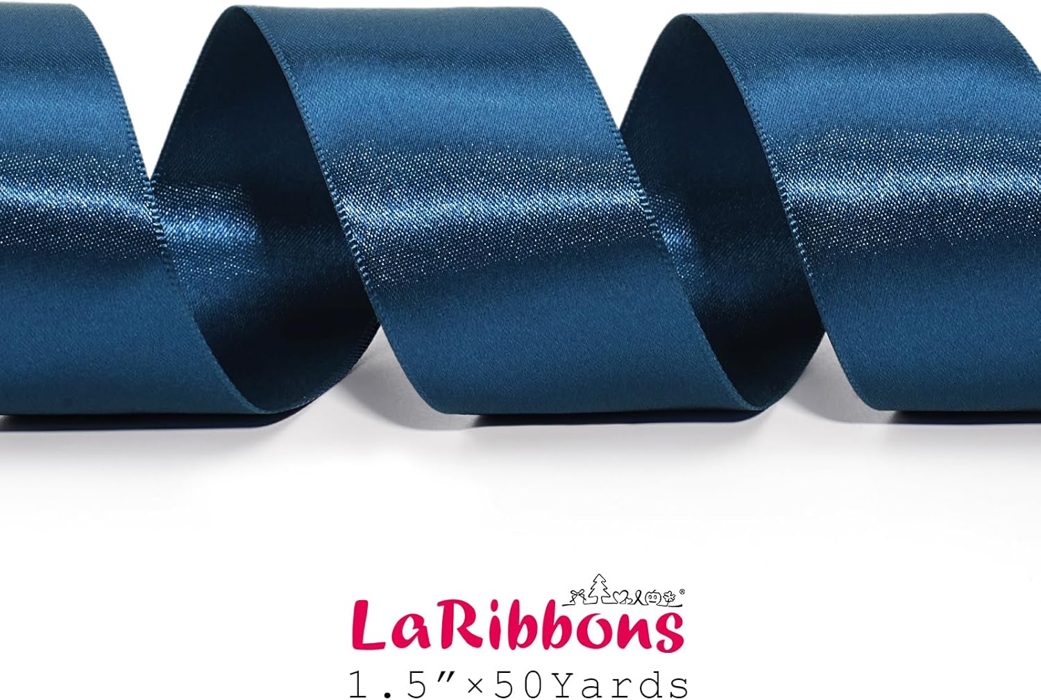 LaRibbons Navy Satin Ribbon 1 1/2 Inch 50 Yards Luxury Double Faced Blue Silk Ribbon for Flower Bouquet Crafts Gift Wrapping Wedding Bow Decoration - Crafty Corner