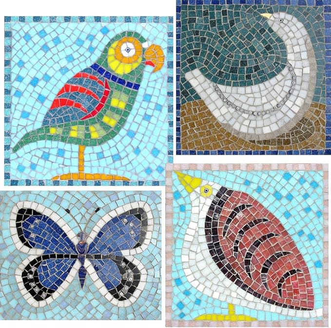 2cm (3/4") Square Vitreous Glass Mosaic Tiles for Crafts Bulk, 1 LB Colorful Mix Quartz Glass Tiles for DIY Art Crafts Kit Adult Kids and Home Deco (Blue Mix)