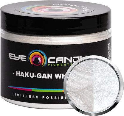 Eye Candy Pigments Premium White Mica Powder - Haku-Gan White (50gr) - for Epoxy, Resin, Soap, Paint, Woodworking, Acrylic Pouring, Bath Bombs, Fishing Lures - DIY Arts and Crafts Additive