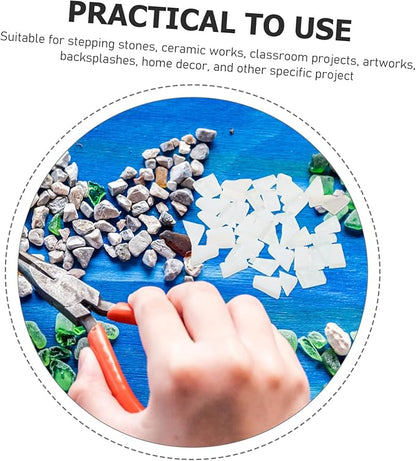 White Glass Mosaic Tiles for Crafts and Home Decor Irregular Small Glass Pieces for DIY Projects Sparkling Tiles for Artworks Stepping Stones and Backsplashes Bag