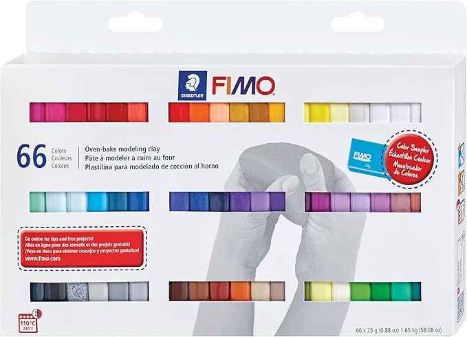 STAEDTLER FIMO Soft Polymer Clay - Oven Bake Clay for Jewelry, Sculpting, Crafting, 66 Pieces, Assorted Colors, 8023 C66-1