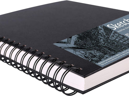 Bachmore 8.5"x11" Hardbound Sketchbook, Left Spiral Sketch Pad with Hardcover, Perforated and Durable Acid Free Drawing Paper, Ideal Art for Kids & Adults, Artist Pro & Amateurs - Crafty Corner