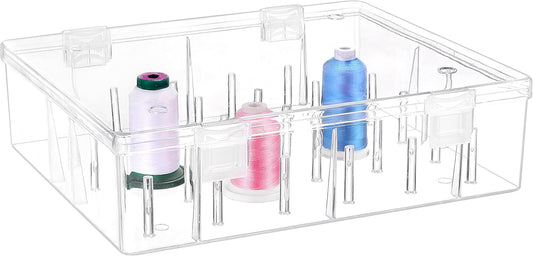 New brothread Tall and Clear Storage Box/Organizer for Holding 30 Spools Home Embroidery & Cotton Thread Spool Compatible with Tall Thread Spool from Isacord/Floriani/Madeira/Glide/RA/ConnectingThread